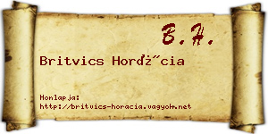 Britvics Horácia névjegykártya
